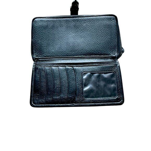 Brighton Black/Brown Pebble Leather Moc Croc Wallet With Decorative Silver-Tone - Picture 7 of 14